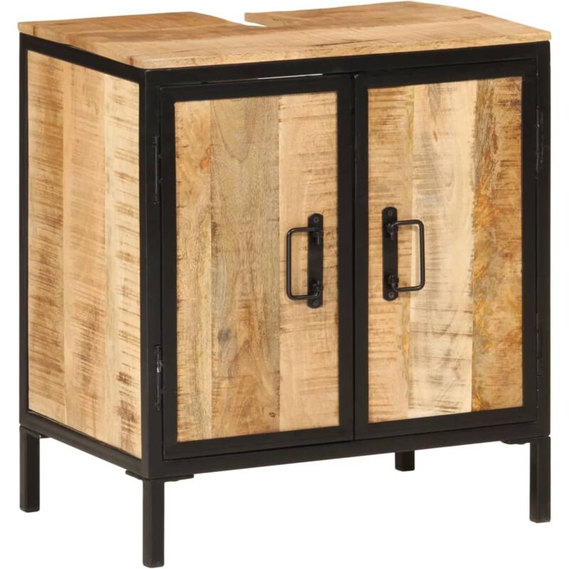 foto del prodotto vidaxl mobile lavabo da bagno 55x35x60 cm legno massello mango e ferro