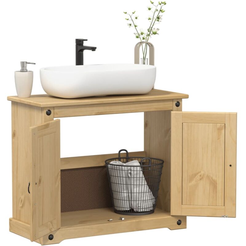 foto del prodotto vidaxl mobile lavabo da bagno corona 73x33x60cm legno massello di pino