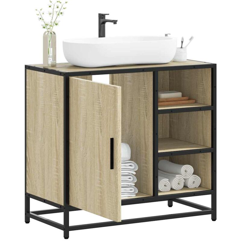 foto del prodotto vidaxl mobile lavabo da bagno rovere sonoma 65x33x60 cm in truciolato