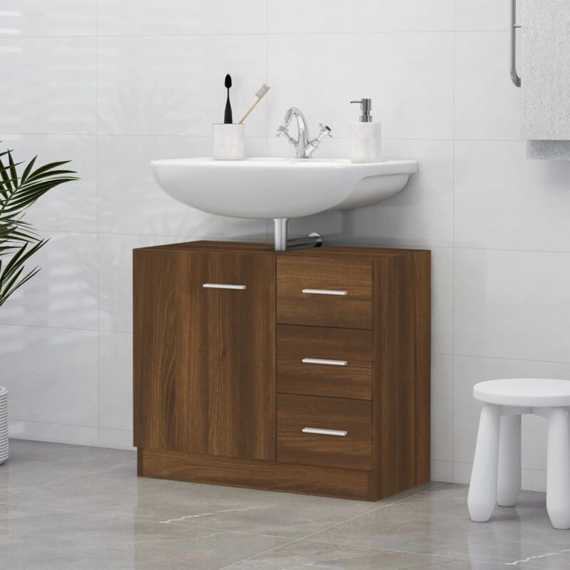 foto del prodotto vidaxl mobile lavabo rovere marrone 63x30x54 cm in legno multistrato 388806
