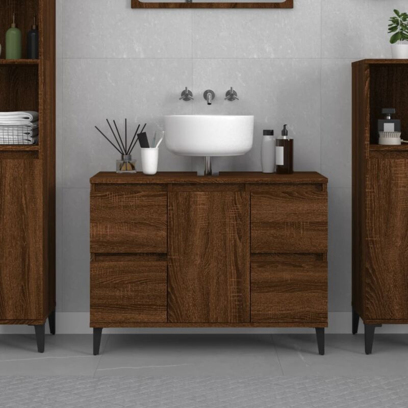 foto del prodotto vidaxl mobile lavabo rovere marrone 80x33x60 cm in legno multistrato