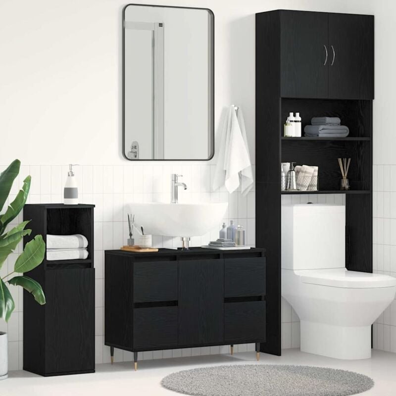 foto del prodotto vidaxl mobile lavabo rovere nero 80 x 33 x 60 cm legno multistrato