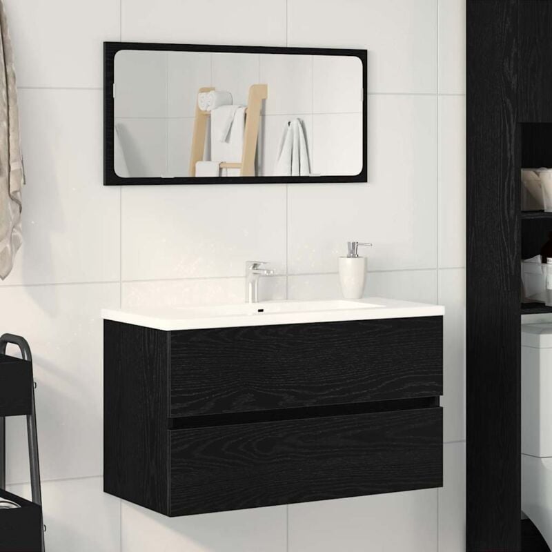 foto del prodotto vidaxl mobile lavabo rovere nero 80x38,5x45 cm in legno multistrato