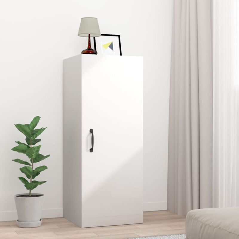 foto del prodotto vidaxl mobile parete bianco lucido 34,5x34x90 cm in legno multistrato