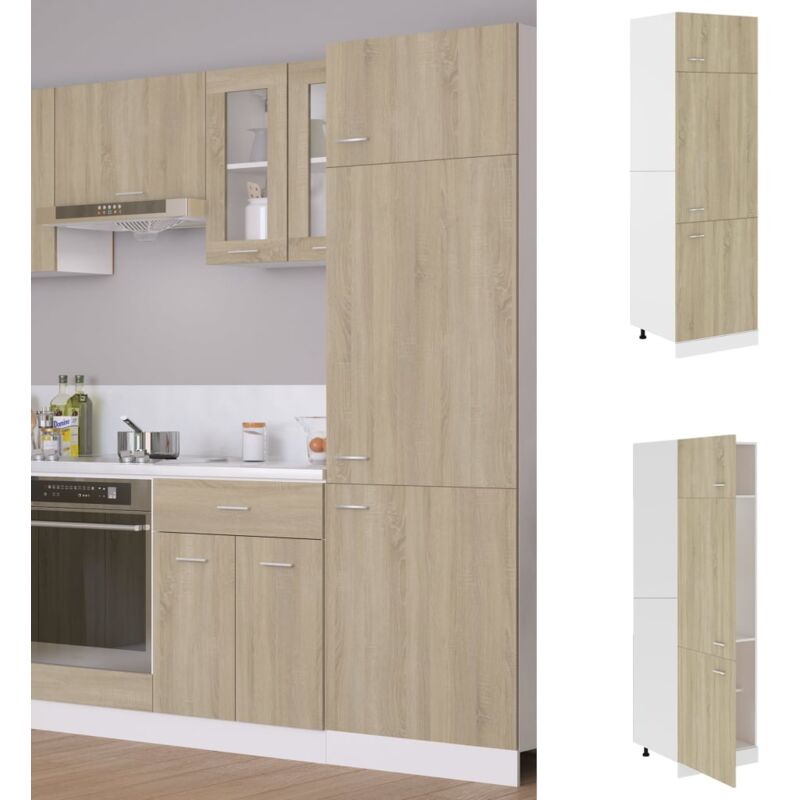 foto del prodotto vidaxl mobile per frigo rovere sonoma 60x57x207 cm legno multistrato