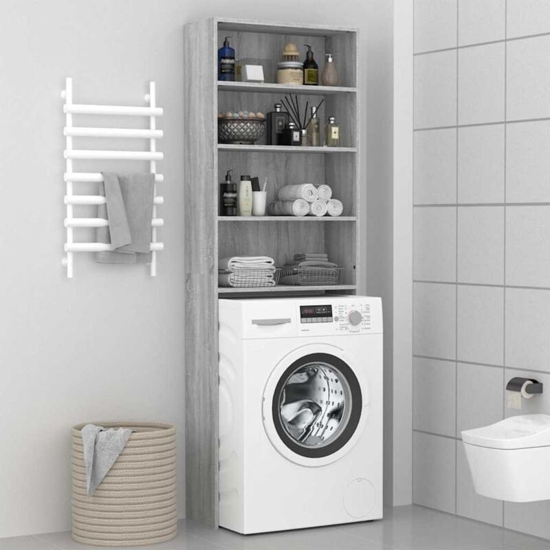 foto del prodotto vidaxl mobile per lavatrice grigio sonoma 64x24x190 cm