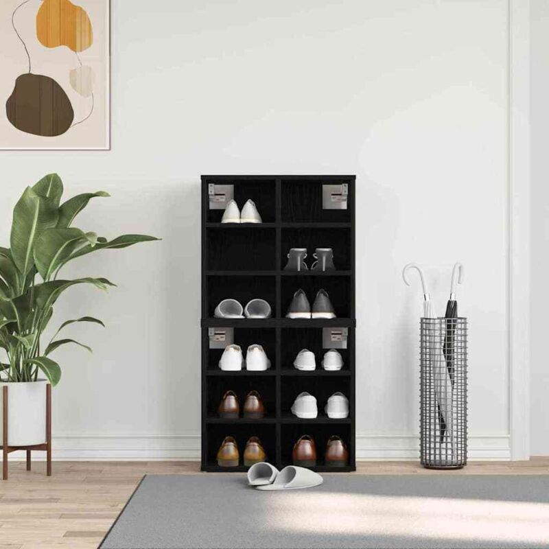 foto del prodotto vidaxl mobile per scarpe 2 pcs rovere nero 52 x 30 x 50.5 cm