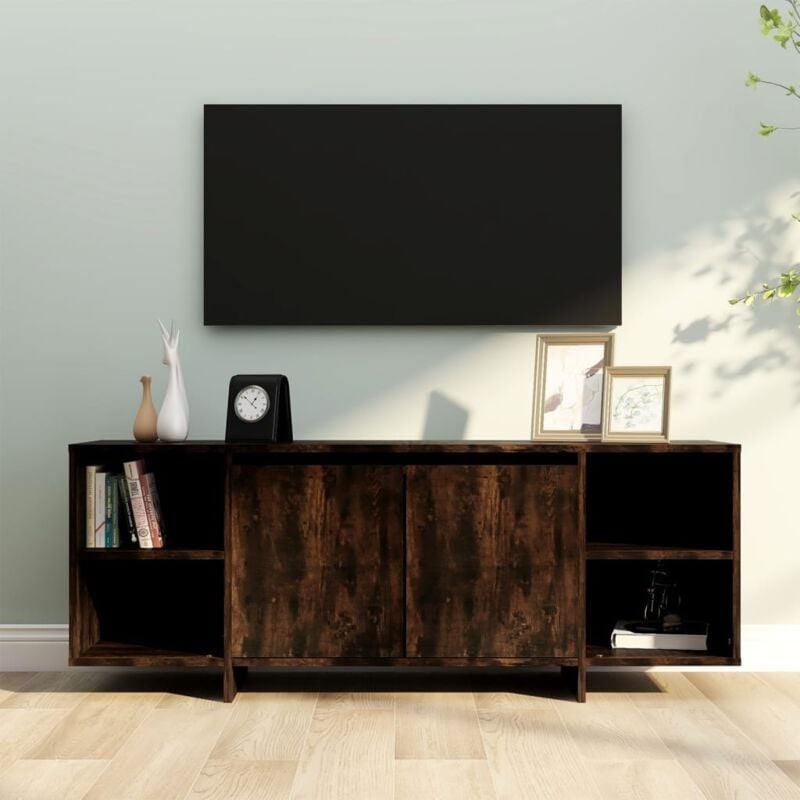 foto del prodotto vidaxl mobile per tv con 2 scomparti aperti per lato e 2 ante vari colori colore rovere fumo
