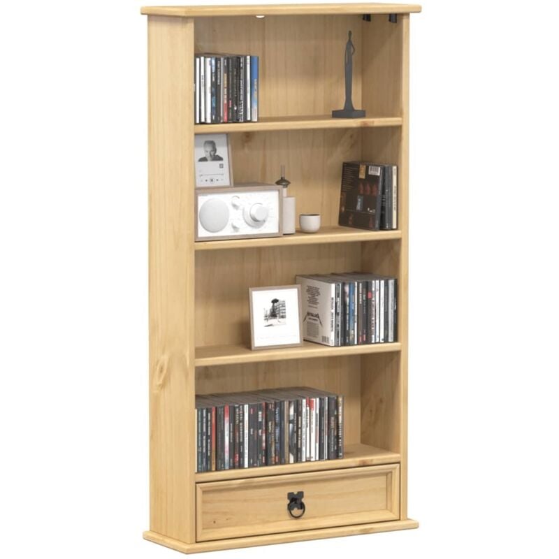 foto del prodotto vidaxl mobile porta cd corona 52x17,5x103 cm in legno massello di pino