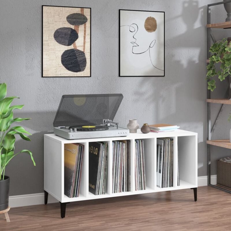 foto del prodotto vidaxl mobile porta dischi bianco 100x38x48 cm in legno multistrato