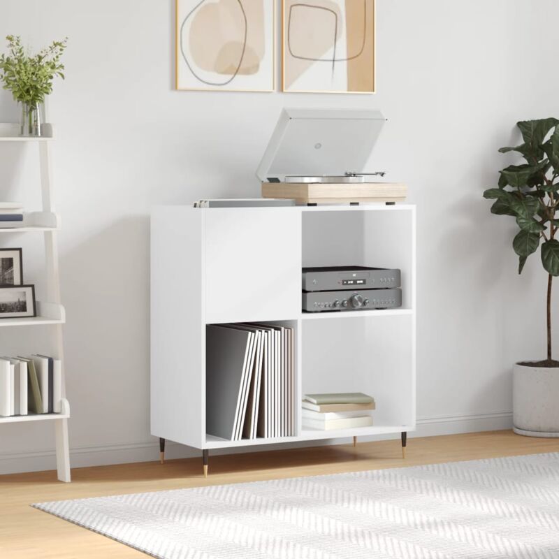 foto del prodotto vidaxl mobile porta dischi bianco lucido 84,5x38x89 legno multistrato