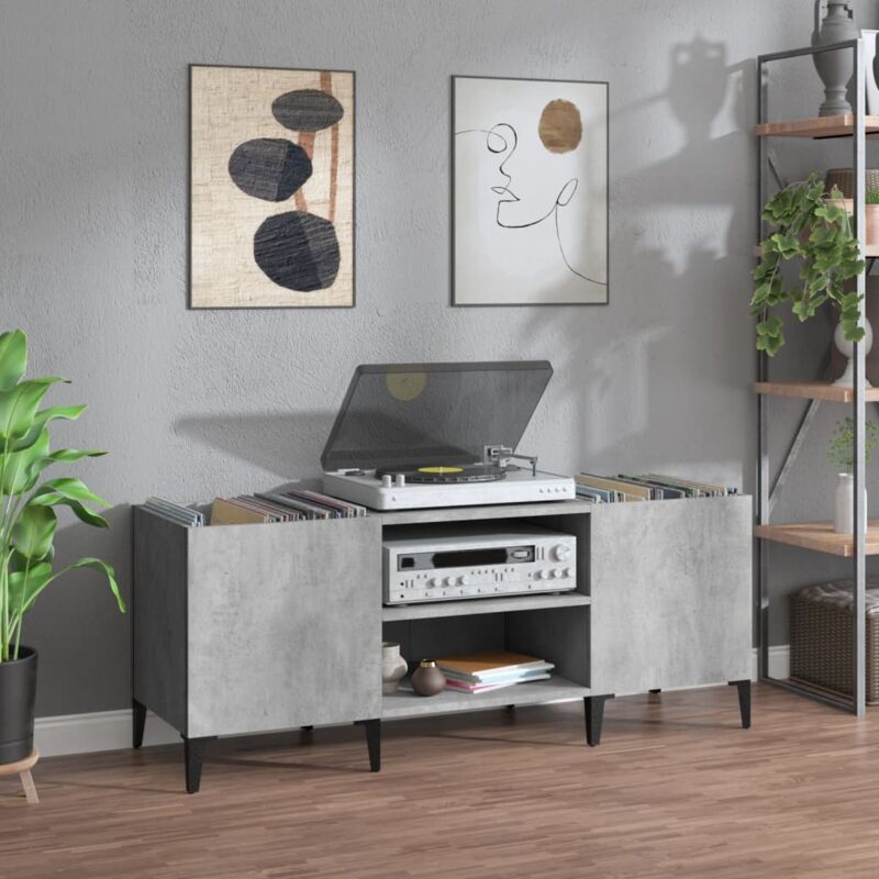 foto del prodotto vidaxl mobile porta dischi grigio cemento 121x38x48 legno multistrato