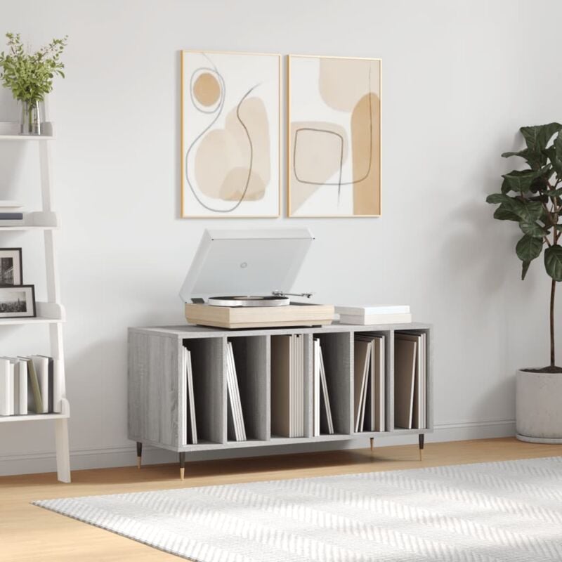 foto del prodotto vidaxl mobile porta dischi grigio sonoma 100x38x48cm legno multistrato