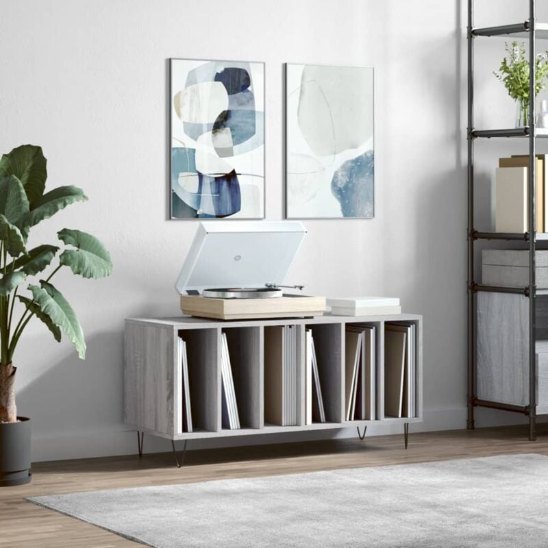 foto del prodotto vidaxl mobile porta dischi grigio sonoma 100x38x48cm legno multistrato