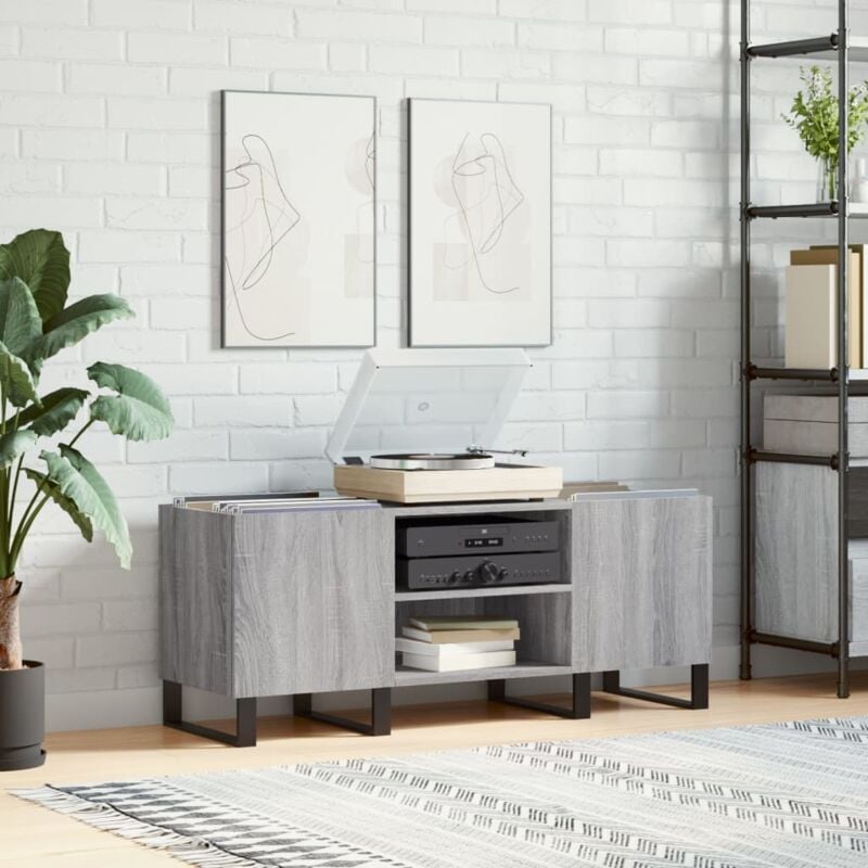 foto del prodotto vidaxl mobile porta dischi grigio sonoma 121x38x48cm legno multistrato