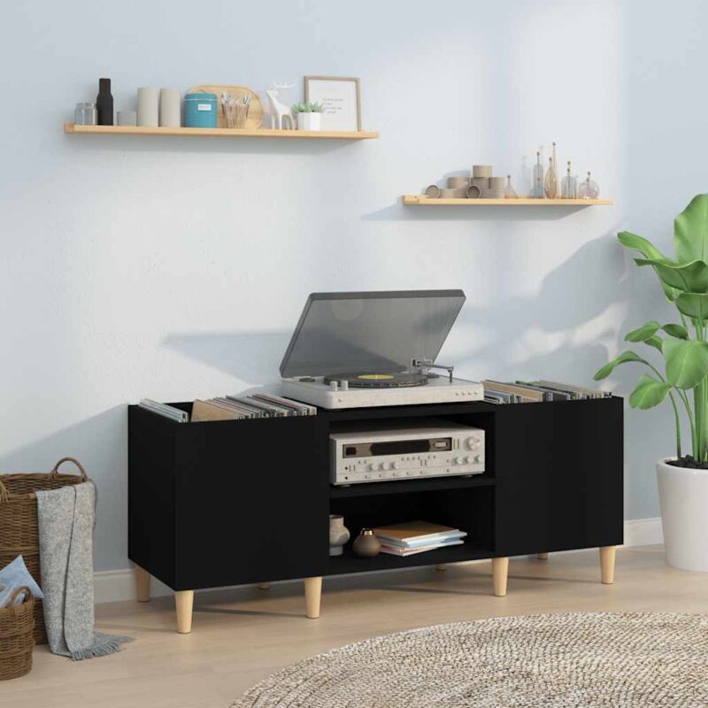 foto del prodotto vidaxl mobile porta dischi nero 121x38x48 cm in legno multistrato