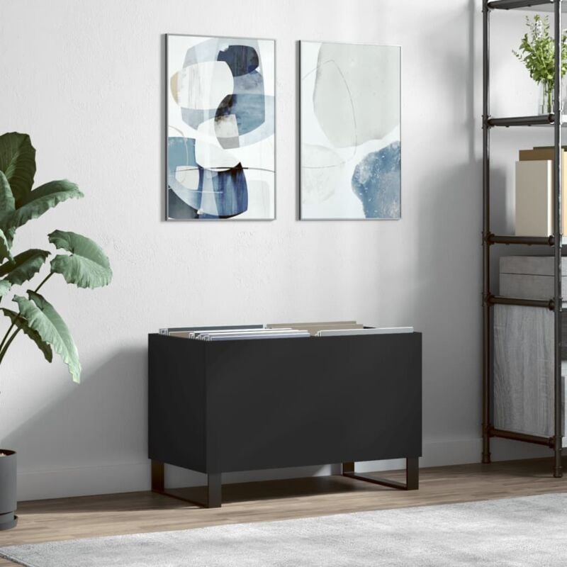 foto del prodotto vidaxl mobile porta dischi nero 74,5x38x48 cm in legno multistrato