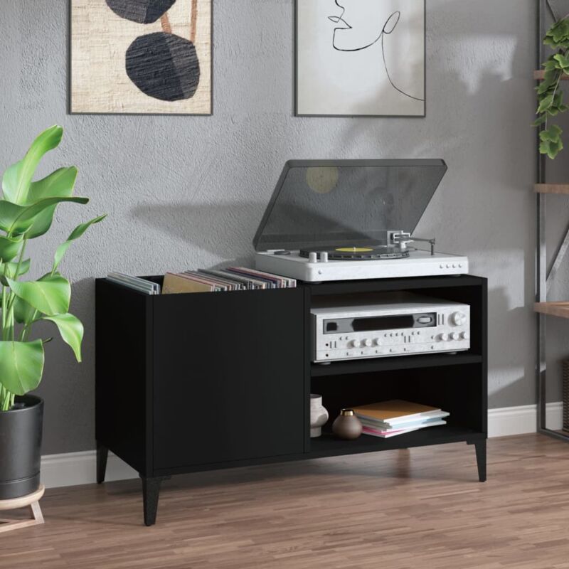 foto del prodotto vidaxl mobile porta dischi nero 84,5x38x48 cm in legno multistrato
