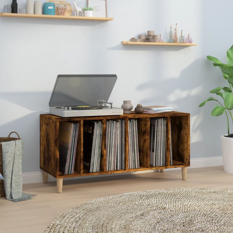 foto del prodotto vidaxl mobile porta dischi rovere fumo 100x38x48 cm legno multistrato