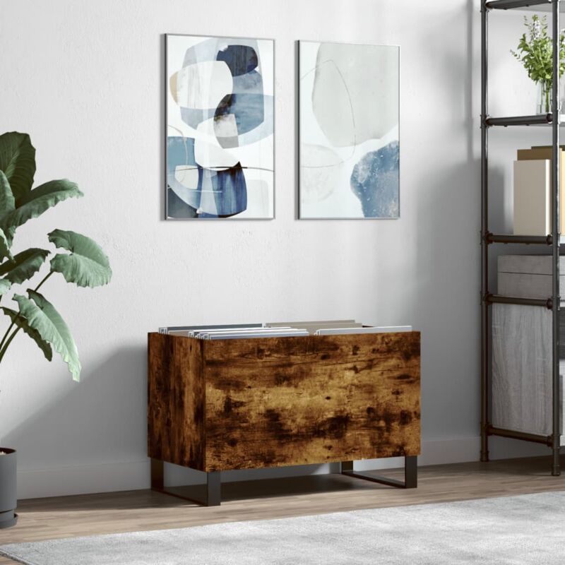 foto del prodotto vidaxl mobile porta dischi rovere fumo 74,5x38x48 cm legno multistrato