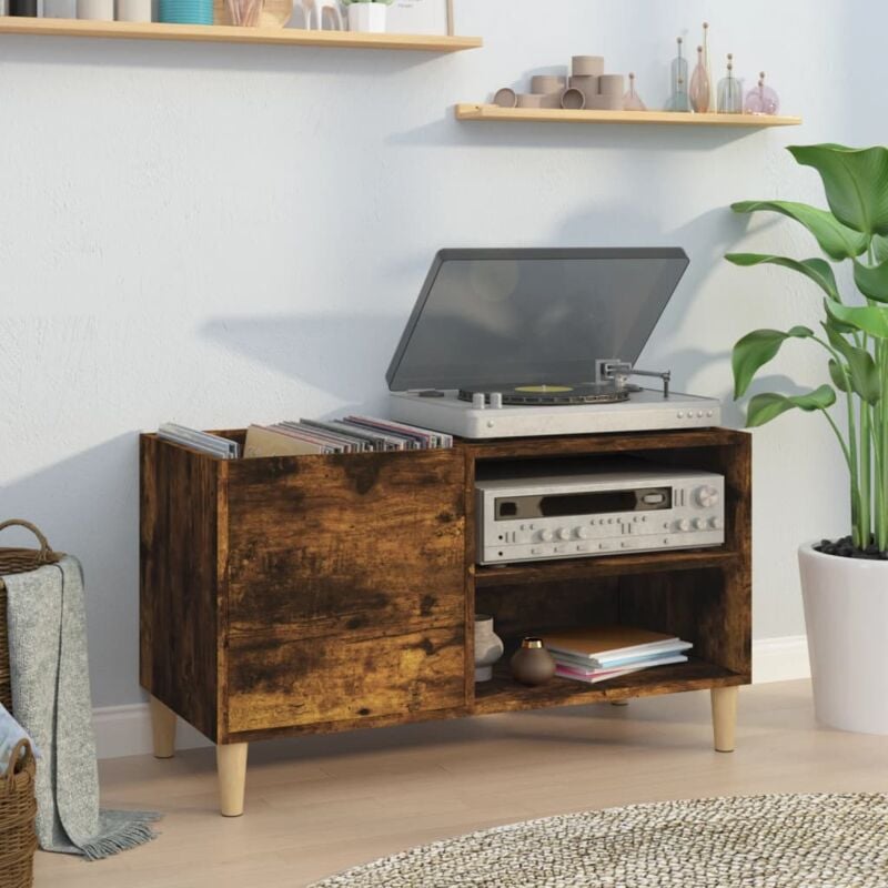 foto del prodotto vidaxl mobile porta dischi rovere fumo 84,5x38x48 cm legno multistrato