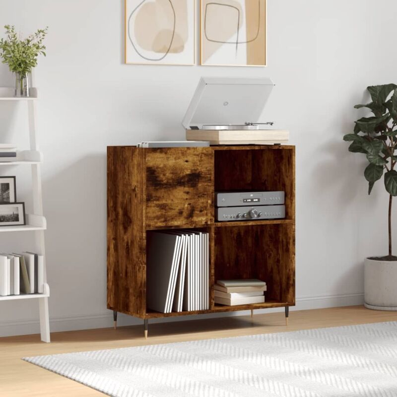 foto del prodotto vidaxl mobile porta dischi rovere fumo 84,5x38x89 cm legno multistrato