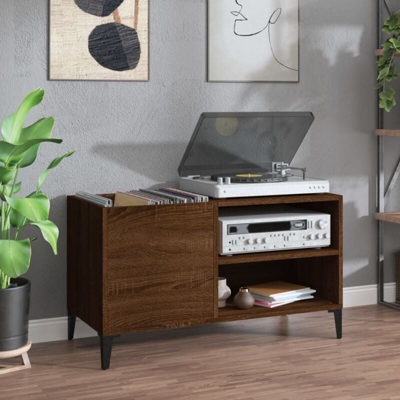 foto del prodotto vidaxl mobile porta dischi rovere marrone 84,5x38x48 legno multistrato