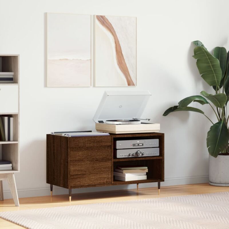 foto del prodotto vidaxl mobile porta dischi rovere marrone 85x38x48cm legno multistrato