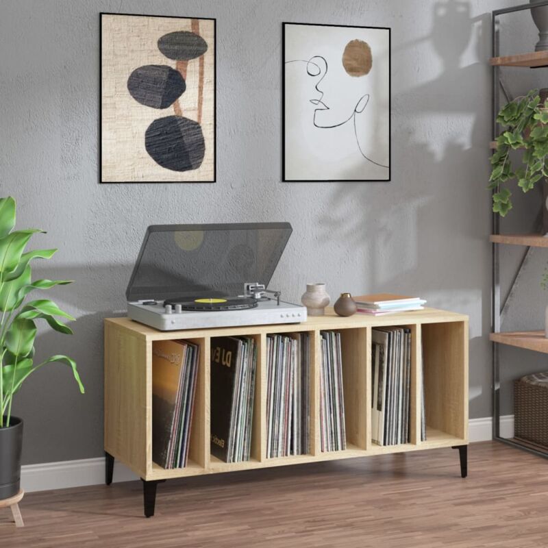 foto del prodotto vidaxl mobile porta dischi rovere sonoma 100x38x48cm legno multistrato