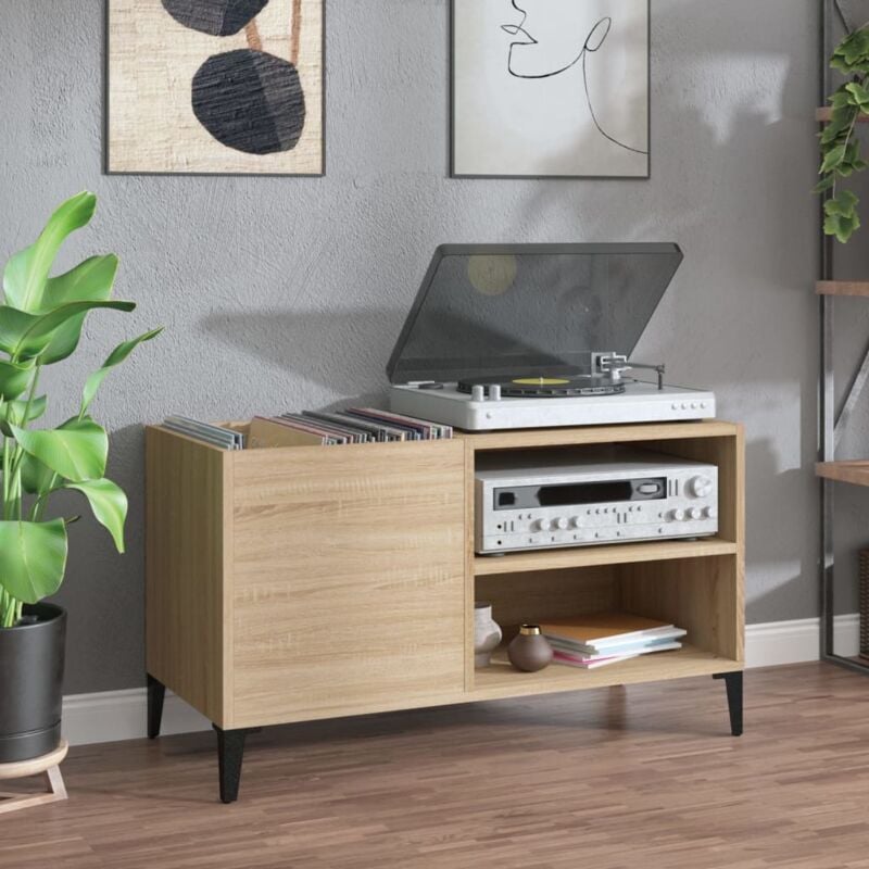 foto del prodotto vidaxl mobile porta dischi rovere sonoma 84,5x38x48 legno multistrato