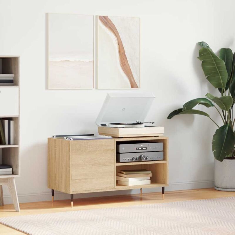 foto del prodotto vidaxl mobile porta dischi rovere sonoma 85x38x48 cm legno multistrato