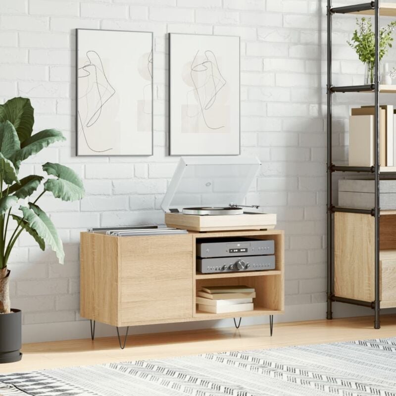 foto del prodotto vidaxl mobile porta dischi rovere sonoma 85x38x48 cm legno multistrato