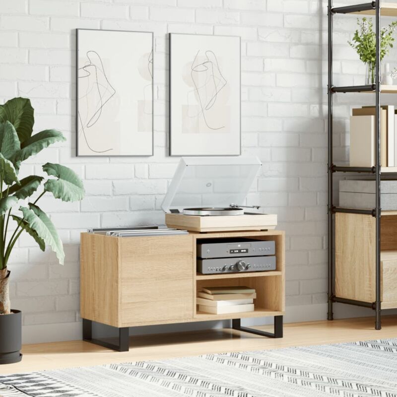 foto del prodotto vidaxl mobile porta dischi rovere sonoma 85x38x48 cm legno multistrato