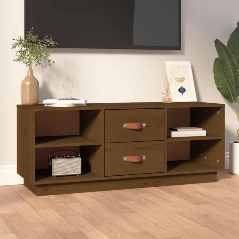foto del prodotto vidaxl mobile porta tv ambra 100x34x40 cm in legno massello di pino