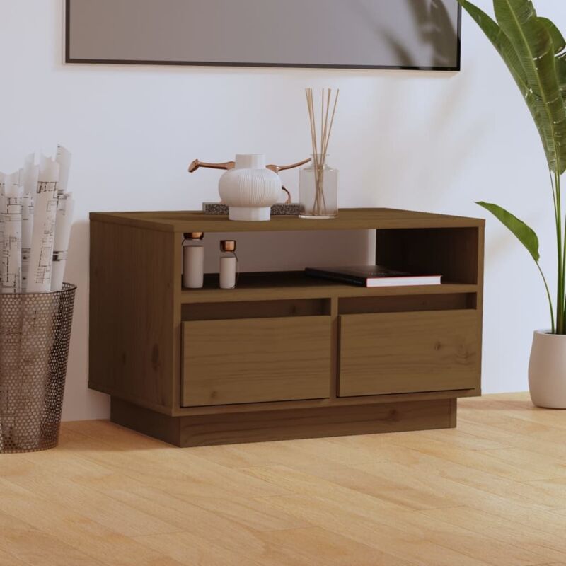 foto del prodotto vidaxl mobile porta tv ambra 60x35x37 cm in legno massello di pino