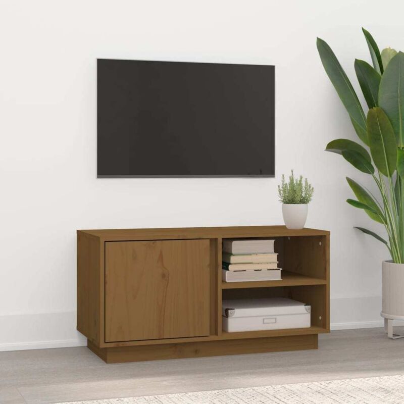 foto del prodotto vidaxl mobile porta tv ambra 80x35x40,5 cm in legno massello di pino