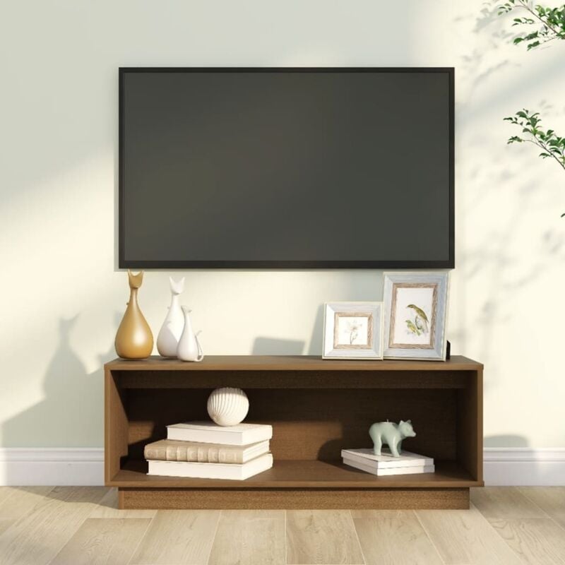 foto del prodotto vidaxl mobile porta tv ambrato 90x35x35 cm in legno massello di pino