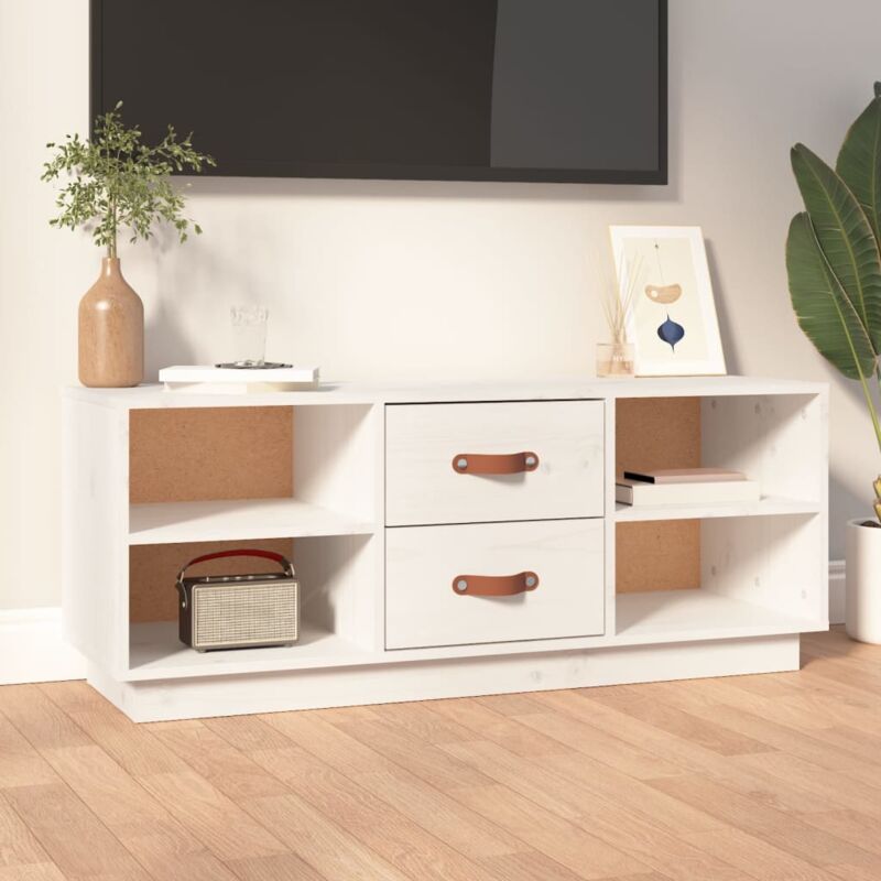 foto del prodotto vidaxl mobile porta tv bianco 100x34x40 cm in legno massello di pino