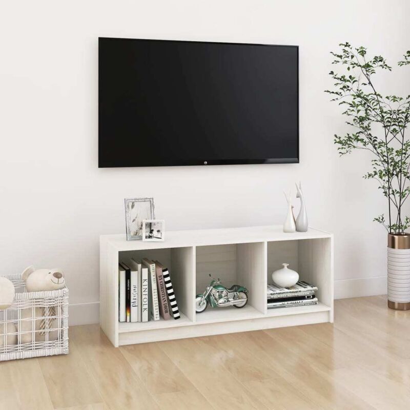 foto del prodotto vidaxl mobile porta tv bianco 104x33x41 cm in legno massello di pino