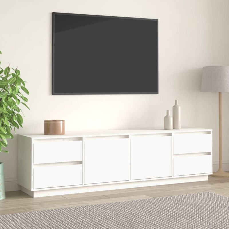 foto del prodotto vidaxl mobile porta tv bianco 176x37x47,5 cm in legno massello di pino