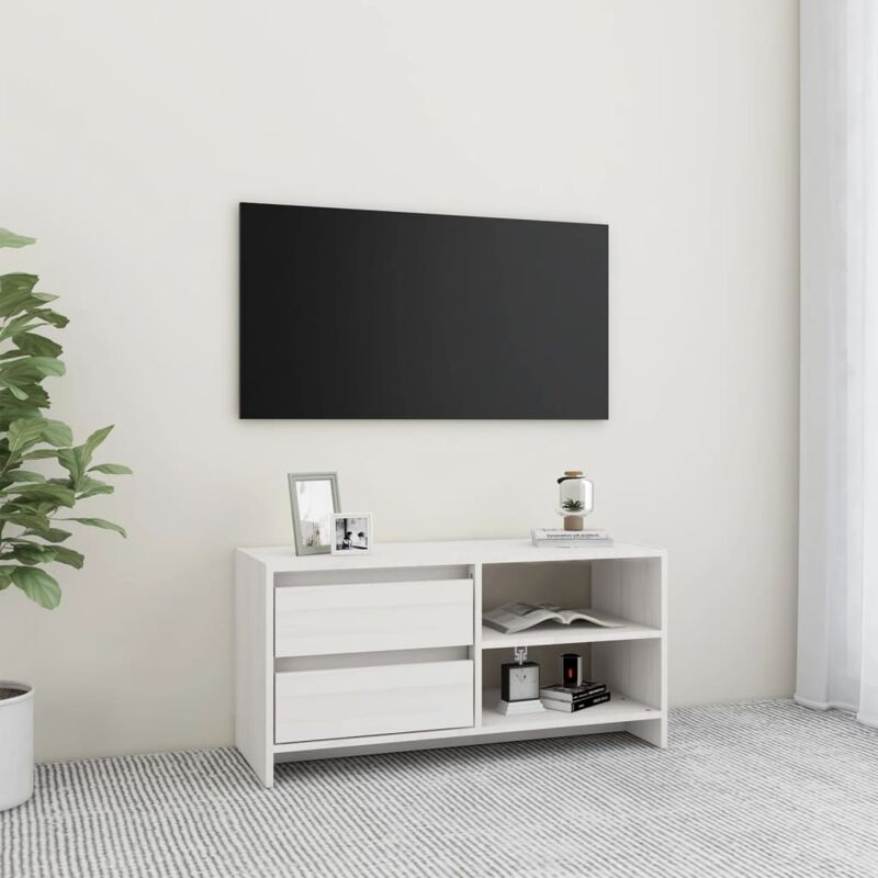 foto del prodotto vidaxl mobile porta tv bianco 80x31x39 cm in legno massello di pino