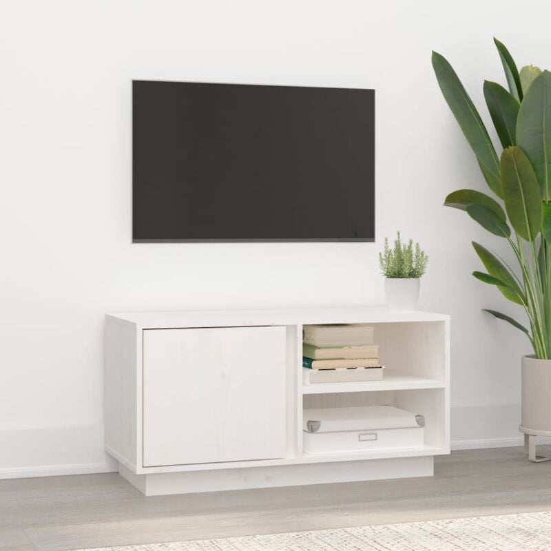 foto del prodotto vidaxl mobile porta tv bianco 80x35x40,5 cm in legno massello di pino