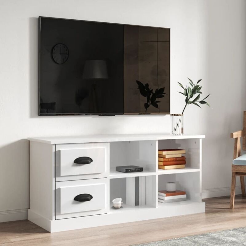 foto del prodotto vidaxl mobile porta tv bianco lucido 102x35,5x47,5cm legno multistrato