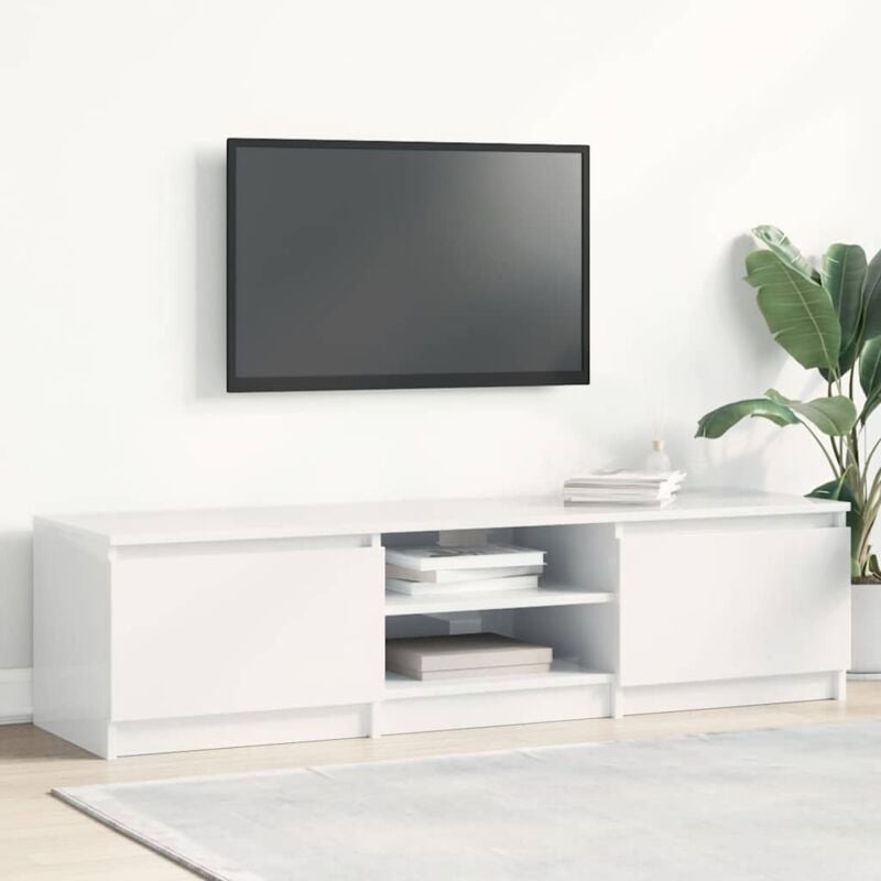 foto del prodotto vidaxl mobile porta tv bianco lucido 140x40x35,5 cm legno multistrato