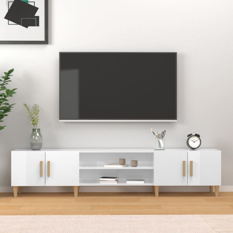 foto del prodotto vidaxl mobile porta tv bianco lucido 180x31,5x40 cm legno multistrato