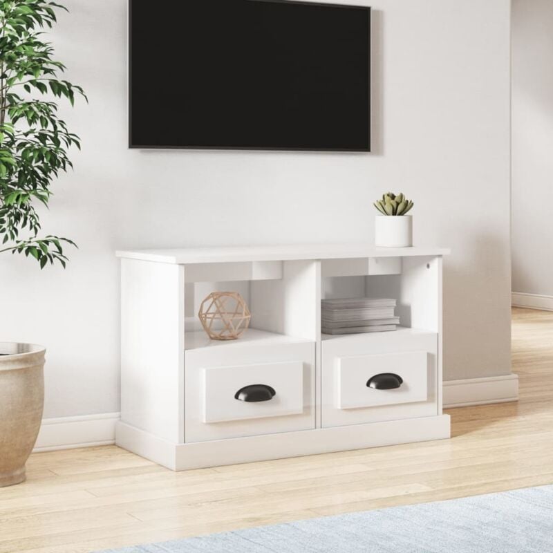 foto del prodotto vidaxl mobile porta tv bianco lucido 80x35x50 cm in legno multistrato