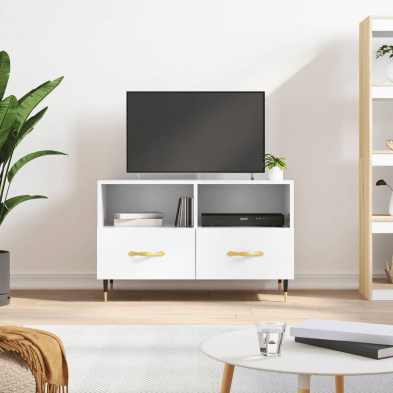 foto del prodotto vidaxl mobile porta tv bianco lucido 80x36x50 cm in legno multistrato