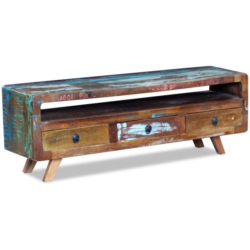 foto del prodotto vidaxl mobile porta tv con 3 cassetti in legno massello di recupero