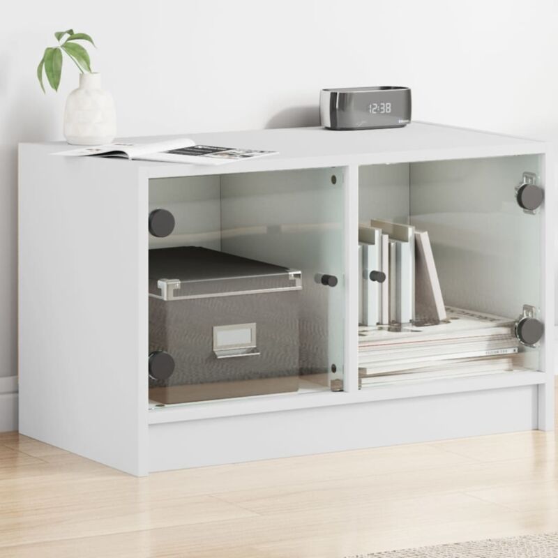 foto del prodotto vidaxl mobile porta tv con ante in vetro bianco 68x37x42 cm
