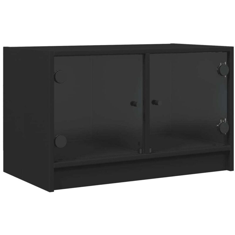 foto del prodotto vidaxl - mobile porta tv con ante in vetro nero 68x37x42 cm